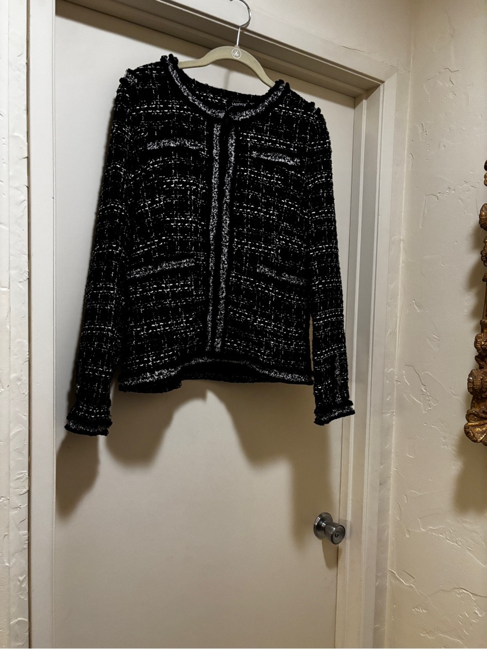 Black Tweed Women's Jacket - Classic Bouclé Style
